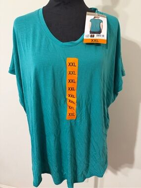 Vibrant Teal V-Neck Tee - XXL